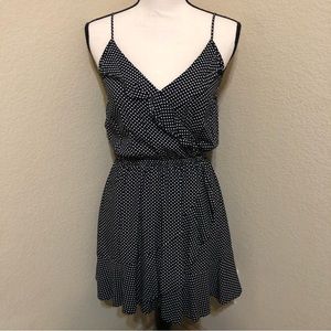 Express Black White Polka Dot Frilly Spaghetti Strap Dress